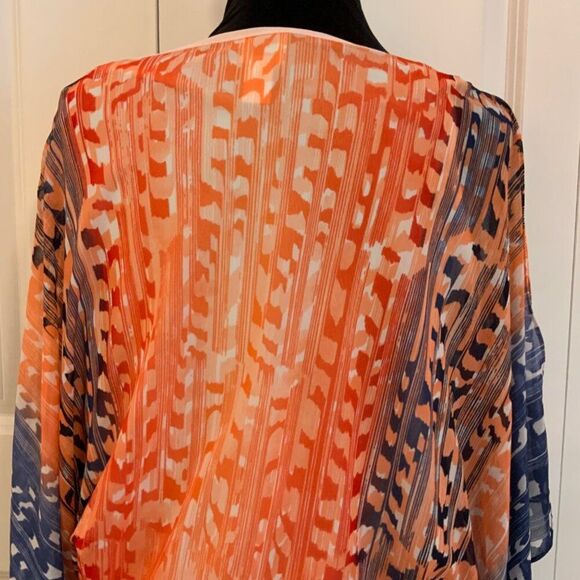 Chico’s Summery Shapes Mesh Split Sleeve Poncho Top Medium - Picture 8 of 13